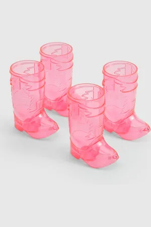 Boohoo Pack De 4 Vasos De Chupito Rosas Con Forma De Bota Vaquera Y Despedida De Soltera
