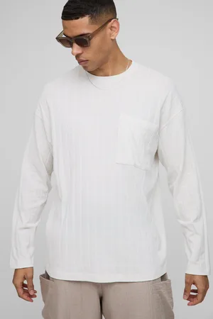 Boohoo Camiseta Oversize De Manga Larga Y Canalé Suave Con Bolsillo