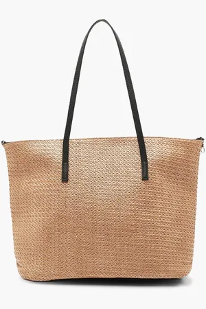 Boohoo Bolso Para La Playa De Paja Con Asa De Cuero Sintético