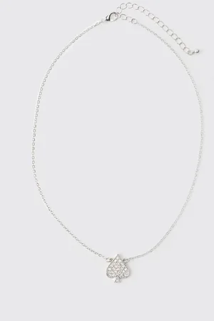 Boohoo Collar Plateado Con Incrustaciones Y Picas