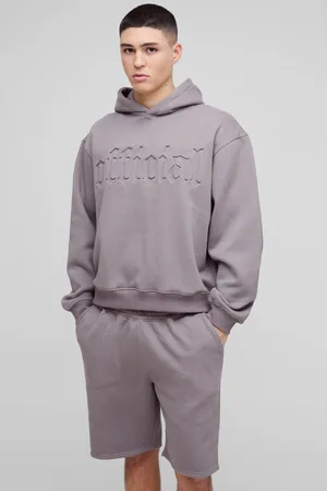 Boohoo Chándal Oversize Recto Official De Pantalón Corto Y Sudadera Con Capucha Y Letras Góticas En Relieve
