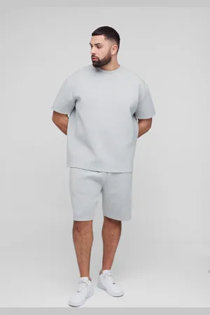 Boohoo Conjunto Plus Oversize De Scuba Con Pantalón Corto Y Camiseta Jaspeada