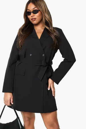 Boohoo Vestido Americana Plus Entallado De Tela Obi Con Cinturón