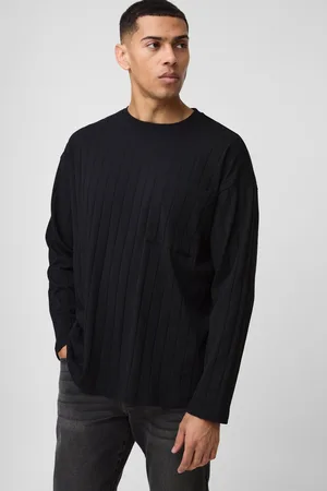 Boohoo Camiseta Oversize De Manga Larga Y Canalé Suave Con Bolsillo