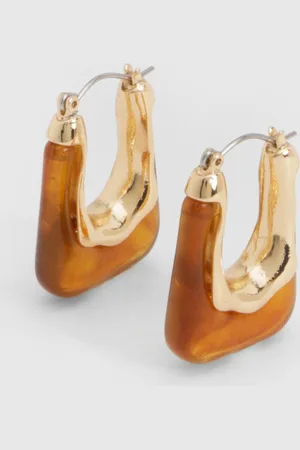 Boohoo Pendientes De Aro Gruesos Cuadrados Con Estampado Efecto Mármol