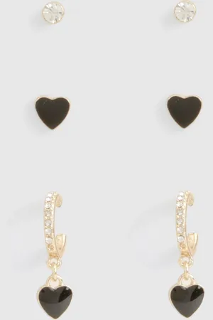 Boohoo Pack De 3 Pendientes Con Corazón Esmaltado