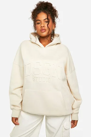 Boohoo Sudadera Plus Oversize Con Capucha Y Estampado Dsgn Collegiate En Relieve