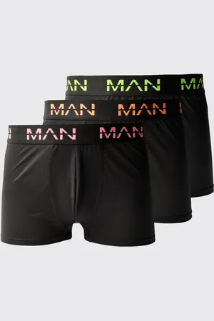 Boohoo Pack De 3 Bóxers Man Active Resistentes Con Logo Fosforito