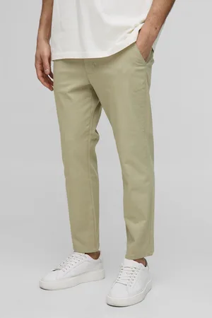 Boohoo Pantalón Chino Ajustado Con Cintura Fija En Color Caqui