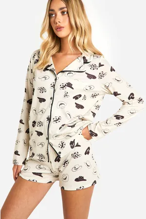 Boohoo Pijama De Pantalón Corto Y Camisa De Manga Larga Con Estampado Western