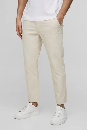 Boohoo Pantalón Chino Ajustado Color Piedra Con Cintura Fija