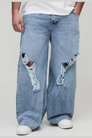 Boohoo Vaqueros Plus Holgados De Campana Con Rodilla Rota