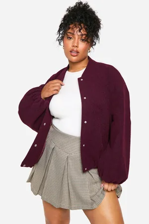 Boohoo Chaqueta Plus Bomber Efecto Lana Con Mangas De Globo