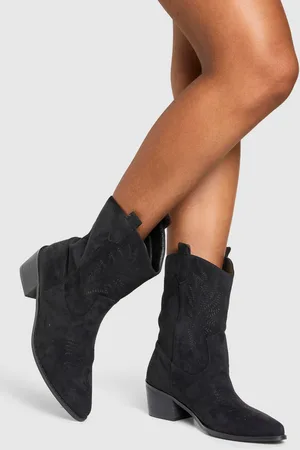 Boohoo Botas Camperas Estilo Western Bordadas