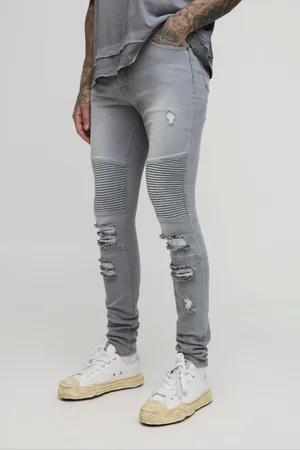Boohoo Vaqueros Tall Moteros Súper Pitillo Desgastados