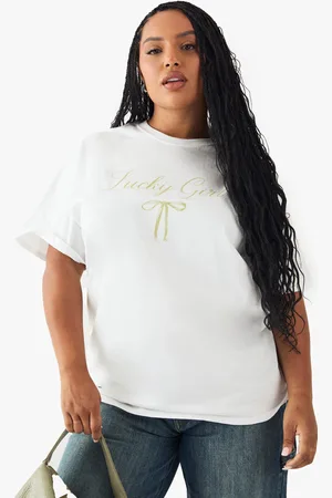 Boohoo Camiseta Plus Oversize Con Estampado Lucky Girly