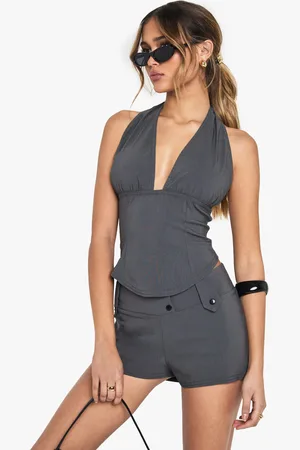 Boohoo Pantalón Corto De Bengalina Con Botones