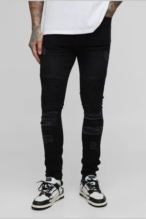 Boohoo Vaqueros Tall Moteros Súper Pitillo Desgastados