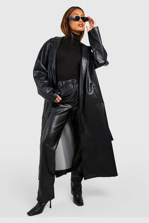 Boohoo Gabardina Oversize De Cuero Sintético Con Cinturón