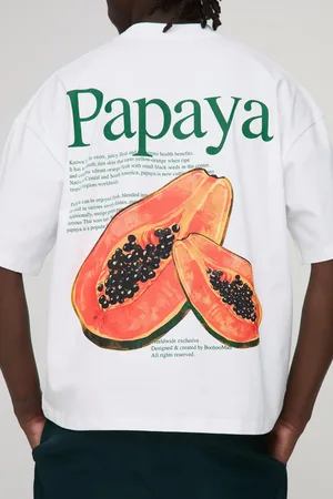 Boohoo Camiseta Oversize Man Con Cuello Extendido Y Estampado Papaya