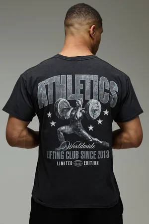 Boohoo Camiseta Man Active Oversize Con Lavado De Ácido Y Estampado Athletics