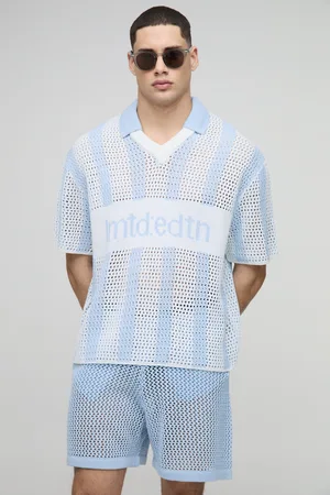 Boohoo Conjunto De Pantalón Corto De Croché Con Estampado De Fútbol Y Escote De Pico