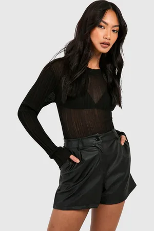 Boohoo Pantalón Corto Efecto Cuero De Tiro Alto