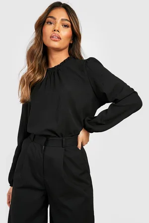 Boohoo Blusa De Tela Y Manga Larga Con Volante En El Cuello