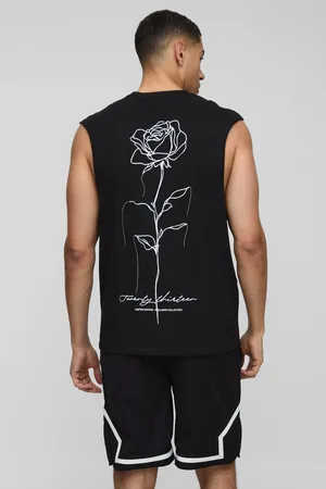 Boohoo Top Sin Mangas Con Sisa Ancha Y Estampado De Rosas Dibujadas