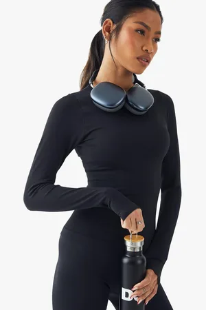 Boohoo Top De Manga Larga Y Canalé Sin Costuras
