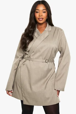 Boohoo Vestido Americana Plus Jaspeado Con Cinturón
