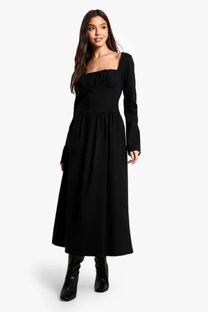 Boohoo Vestido Midaxi Skater Estilo Corsé De Bengalina