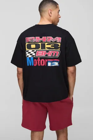 Boohoo Conjunto Oversize De Pantalón Corto Y Camiseta Con Estampado De Motociclismo