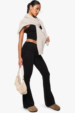 Boohoo Leggings Básicos De Campana Con Pliegue En La Cintura De