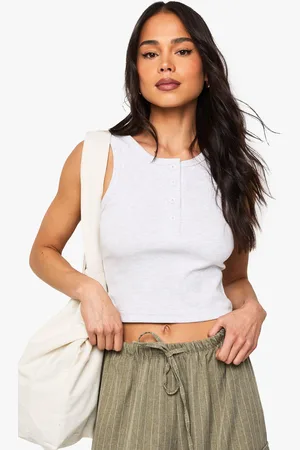 Boohoo Top Sin Mangas Con Botones