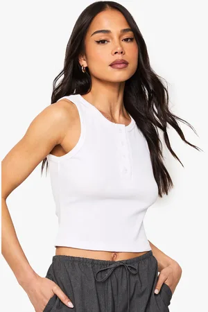 Boohoo Top Sin Mangas Con Botones