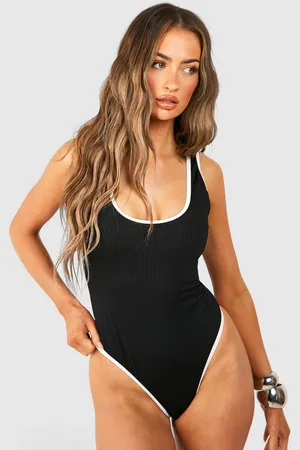 Boohoo Bañador De Canalé Con Unión En Contraste Y Escote En U