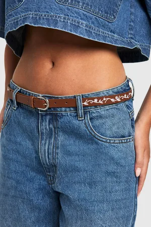 Boohoo Cinturón Fino Con Bordado De Flores