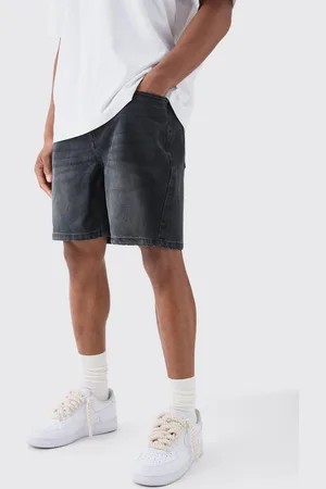 Boohoo Pantalones Cortos Vaqueros Holgados Sin Tratar En Color Carbón