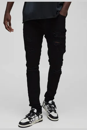 Boohoo Vaqueros Pitillo Rotos Con Pernera Plisada