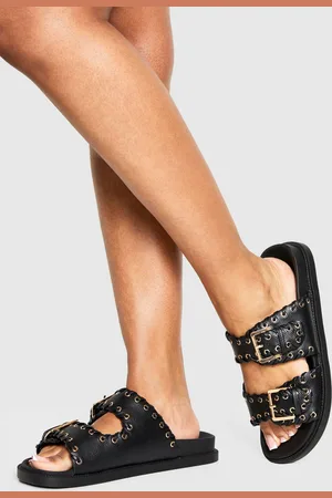 Boohoo Sandalias De Holgura Ancha Con Tiras Dobles Y Plantilla Moldeada