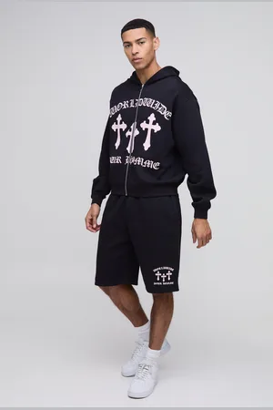 Boohoo Chándal Oversize Worldwide De Pantalón Corto Y Sudadera Con Capucha Y Cremallera Cruzada