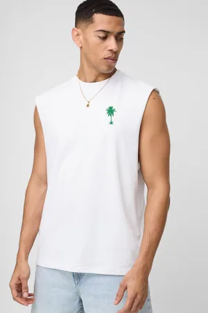 Boohoo Top Sin Mangas Oversize Con Estampado Gráfico De Palmeras