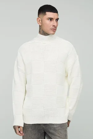 Boohoo Jersey Tall Oversize De Punto Con Cuello Alto Y Estampado De Cuadros