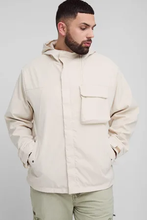 Boohoo Parka Plus Color Piedra Ligera Con Capucha