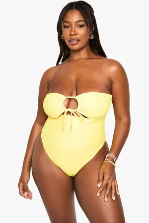 Boohoo Bañador Plus Palabra De Honor Con Abertura Y Ribete De Sol