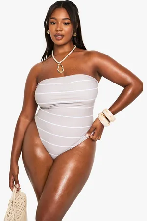 Boohoo Bañador Plus Palabra De Honor Essentials De Rayas