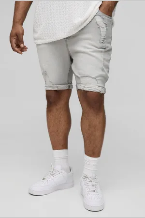 Boohoo Pantalón Corto Plus Vaquero Pitillo Elástico Roto