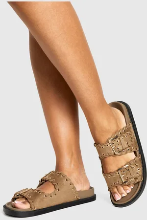 Boohoo Sandalias De Holgura Ancha Con Tiras Dobles Y Plantilla Moldeada