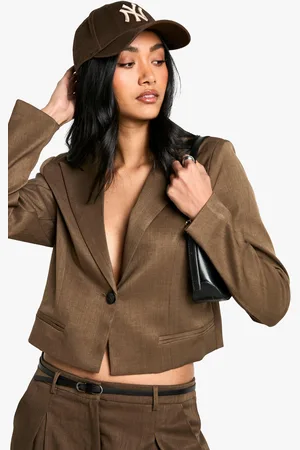 Boohoo Americana Crop Recta Entallada De Tela